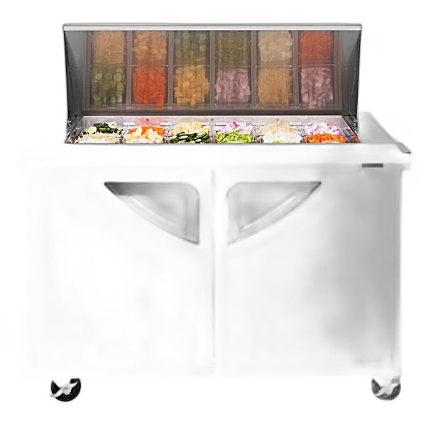 Turbo Air TST-48SD-18-N 48" 2 Door Mega Top Refrigerated Sandwich Prep Table - Donut-Equipment.com