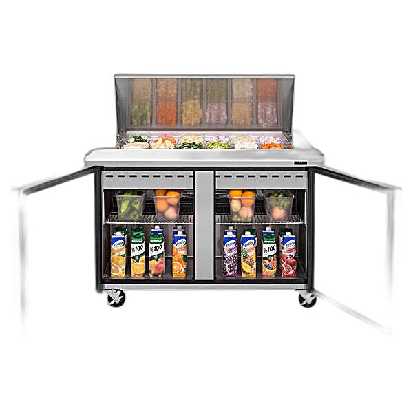 Turbo Air TST-48SD-18-N 48" 2 Door Mega Top Refrigerated Sandwich Prep Table - Donut-Equipment.com