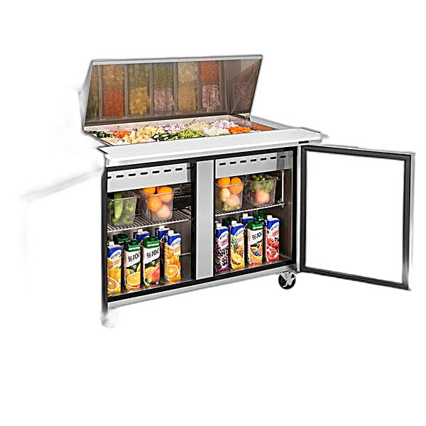 Turbo Air TST-48SD-18-N 48" 2 Door Mega Top Refrigerated Sandwich Prep Table - Donut-Equipment.com