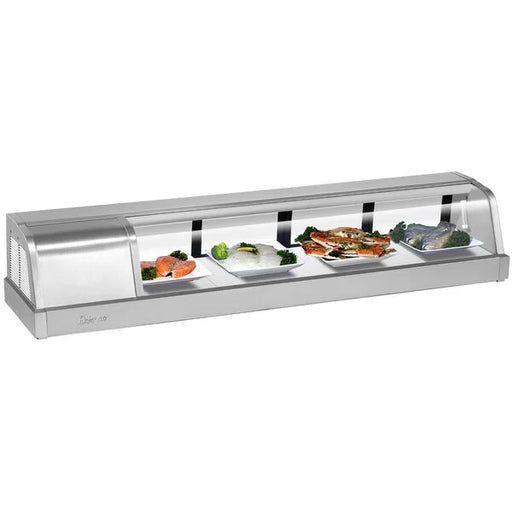 Turbo Air SAK-60L-N 60" Stainless Steel Curved Glass Refrigerated Display/Sushi Case - Left Side Compressor - Bakery Wholesalers