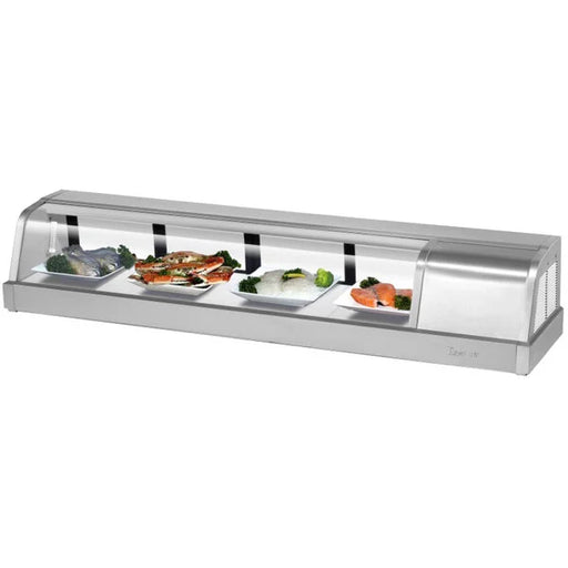 Turbo Air SAK-60R-N 60" Stainless Steel Curved Glass Refrigerated Display/Sushi Case - Right Side Compressor - Bakery Wholesalers