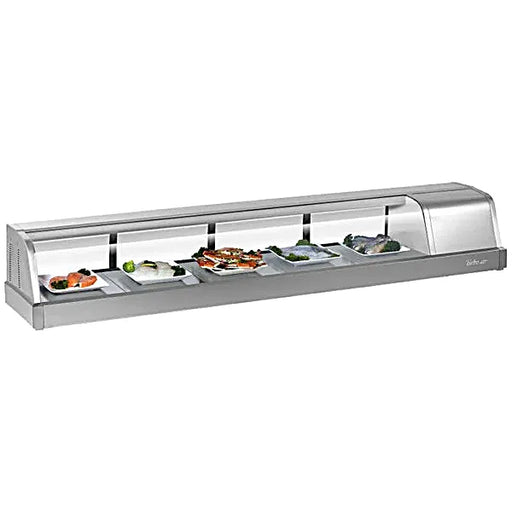 Turbo Air SAK70R-N 70" Stainless Steel Curved Glass Refrigerated Sushi Case - Right Side Compressor - Donut-Equipment.com