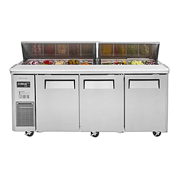 Turbo Air JST-72-N 71" 3 Door Side Mount Compressor Refrigerated Sandwich Prep Table - Donut-Equipment.com