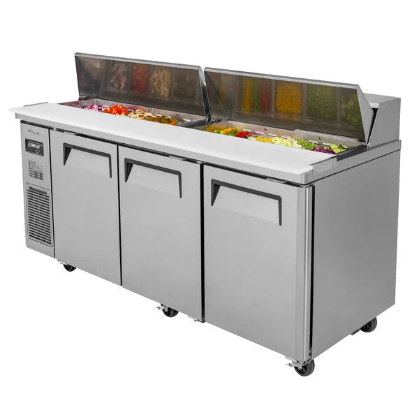Turbo Air JST-72-N 71" 3 Door Side Mount Compressor Refrigerated Sandwich Prep Table - Donut-Equipment.com