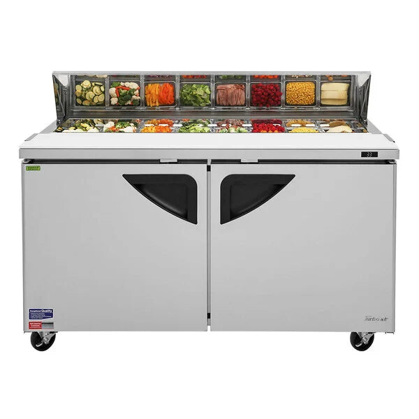 Turbo Air TST-60SD-N 60" Super Deluxe 2 Door Refrigerated Sandwich Prep Table - Donut-Equipment.com