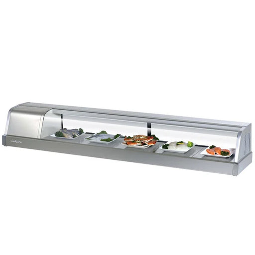 Turbo Air SAK70L-N 70" Stainless Steel Curved Glass Refrigerated Sushi Case - Left Side Compressor - Bakery Wholesalers