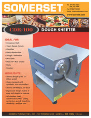 CDR- 100 Dough Sheeter / Single Pass- 10" Rollers - Bakery Wholesalers