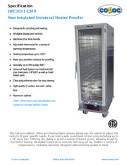 Cozoc HPC7011-C9F9 Heater/Proofer Cabinet, 1500 watts - Bakery Wholesalers