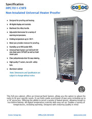 Cozoc HPC7011-C9F9 Heater/Proofer Cabinet, 1500 watts - Bakery Wholesalers