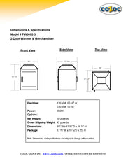 Two Door Warmer and Merchandiser for Cooked Foods Display for Service Counter - Bakery Wholesalers