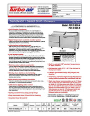 Turbo Air PST-72-D2R(L)-N 72 5/8" PRO Series Sandwich/Salad Prep Table w/ Refrigerated Base - Donut-Equipment.com