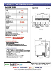 Turbo Air PST-72-D6-N 72 5/8" PRO Series Sandwich/Salad Prep Table w/ Refrigerated Base - Donut-Equipment.com