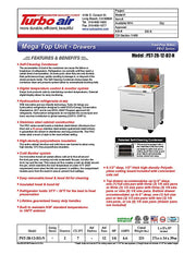 Turbo Air PST-28-12-D2-N 27" PRO Series Mega Top Sandwich/Salad Prep Table w/ Refrigerated Base - Donut-Equipment.com