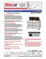 Turbo Air PST-48-18-D4-N 48" PRO Series Mega Top Sandwich/Salad Prep Table w/ Refrigerated Base - Donut-Equipment.com