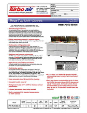Turbo Air PST-72-30-D6-N 72 5/8" PRO Series Mega Top Sandwich/Salad Prep Table w/ Refrigerated Base - Donut-Equipment.com