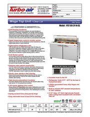 Turbo Air PST-60-24-N-CL 60 1/4" PRO Series Mega Top Sandwich/Salad Prep Table w/ Refrigerated Base - Donut-Equipment.com