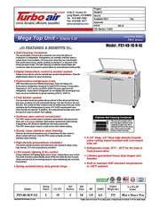 Turbo Air PST-48-18-N-GL 48 1/4" PRO Series Mega Top Sandwich/Salad Prep Table w/ Refrigerated Base - Donut-Equipment.com