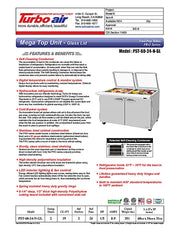 Turbo Air PST-60-24-N-GL 60 1/4" PRO Series Mega Top Sandwich/Salad Prep Table w/ Refrigerated Base - Donut-Equipment.com