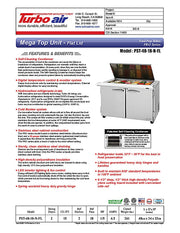 Turbo Air PST-48-18-N-FL 48 1/4" PRO Series Mega Top Sandwich/Salad Prep Table w/ Refrigerated Base - Donut-Equipment.com