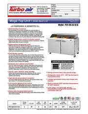 Turbo Air PST-60-24-N-SL 60 1/4" PRO Series Mega Top Sandwich/Salad Prep Table w/ Refrigerated Base - Donut-Equipment.com