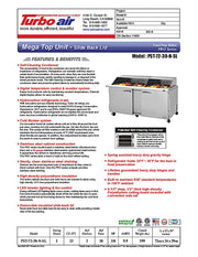Turbo Air PST-72-30-N-SL 72 5/8" PRO Series Mega Top Sandwich/Salad Prep Table w/ Refrigerated Base - Donut-Equipment.com