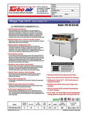 Turbo Air PST-48-18-N-DS 48 1/4" PRO Series Mega Top Dual Sided Sandwich/Salad Prep Table w/ Refrigerated Base - Donut-Equipment.com