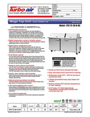 Turbo Air PST-72-30-N-DS 72 5/8" PRO Series Mega Top Dual Sided Sandwich/Salad Prep Table w/ Refrigerated Base - Donut-Equipment.com