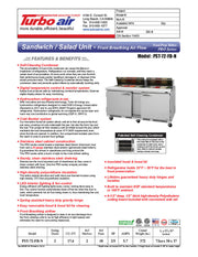 Turbo Air PST-72-FB-N 72 5/8" PRO Series Sandwich/Salad Prep Table w/ Refrigerated Base - Donut-Equipment.com