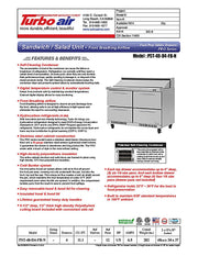 Turbo Air PST-48-D4-FB-N 48 1/4" PRO Series Sandwich/Salad Prep Table w/ Refrigerated Base - Donut-Equipment.com