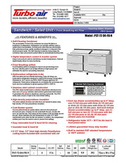 Turbo Air PST-72-D4-FB-N 72 5/8" PRO Series Mega Top Sandwich/Salad Prep Table w/ Refrigerated Base - Donut-Equipment.com
