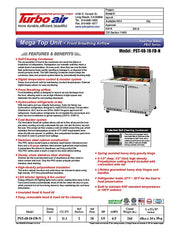 Turbo Air PST-48-18-FB-N 48 1/4" PRO Series Mega Top Sandwich/Salad Prep Table w/ Refrigerated Base - Donut-Equipment.com