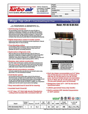 Turbo Air PST-48-18-D4-FB-N PRO Series Mega Top Sandwich/Salad Prep Table Front Breathing Airflow - Donut-Equipment.com