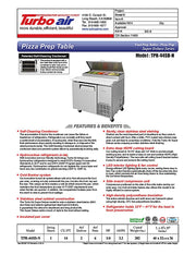 Turbo Air TPR-44SD-N 44" Super Deluxe Refrigerated Pizza Prep Table - Donut-Equipment.com