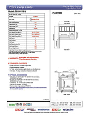 Turbo Air TPR-44SD-N 44" Super Deluxe Refrigerated Pizza Prep Table - Donut-Equipment.com