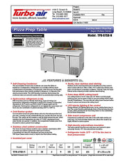 Turbo Air TPR-67SD-N 67" Super Deluxe Refrigerated Pizza Prep Table - Donut-Equipment.com