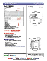 Turbo Air TPR-67SD-N 67" Super Deluxe Refrigerated Pizza Prep Table - Donut-Equipment.com