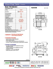 Turbo Air TPR-44SD-D2-N 44" 2 Drawer Pizza Prep Table - Donut-Equipment.com