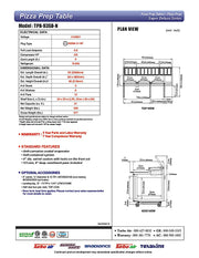 Turbo Air TPR-93SD-N 93" Super Deluxe Refrigerated Pizza Prep Table - Donut-Equipment.com
