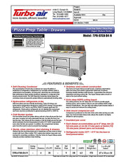 Turbo Air TPR-67SD-D4-N 67" 4 Drawer Pizza Prep Table - Donut-Equipment.com
