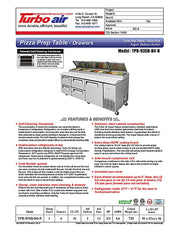 Turbo Air TPR-93SD-D4-N 93" Pizza Prep Table with1 Door and 4 Drawers - Donut-Equipment.com