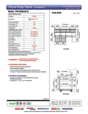 Turbo Air TPR-93SD-D4-N 93" Pizza Prep Table with1 Door and 4 Drawers - Donut-Equipment.com