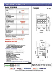 Turbo Air TST-36SD-N6 36" Super Deluxe Sandwich/Salad Prep Table w/ Refrigerated Base - Donut-Equipment.com