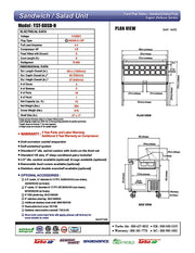 Turbo Air TST-60SD-N 60" Super Deluxe 2 Door Refrigerated Sandwich Prep Table - Donut-Equipment.com