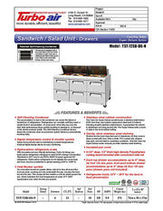 Turbo Air TST-72SD-D6-N" 4 Drawer Refrigerated Sandwich Prep Table - Donut-Equipment.com