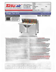 Turbo Air TST-60SD-24-N 60" 2 Door Mega Top Refrigerated Sandwich Prep Table - Donut-Equipment.com