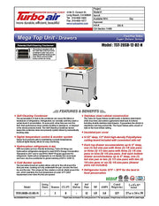 Turbo Air Super Deluxe TST-28SD-12-D2-N 28" 2 Drawer Mega Top Refrigerated Sandwich Prep Table - Donut-Equipment.com