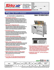 Turbo Air Super Deluxe TST-48SD-18-D2-N 48" 1 Door 2 Drawer Mega Top Refrigerated Sandwich Prep Table - Donut-Equipment.com