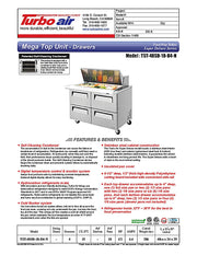Turbo Air Super Deluxe TST-48SD-18-D4-N 4 Drawer Mega Top Refrigerated Sandwich Prep Table - Donut-Equipment.com