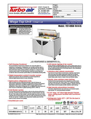 Turbo Air Super Deluxe TST-48SD-18-N-CL 48" 2 Door Refrigerated Mega Top Sandwich Prep Table with Clear Lid - Donut-Equipment.com