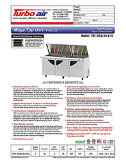 Turbo Air Super Deluxe TST-72SD-30-N-FL 72" 3 Door Mega Top Refrigerated Sandwich Prep Table with Flat Lid - Donut-Equipment.com
